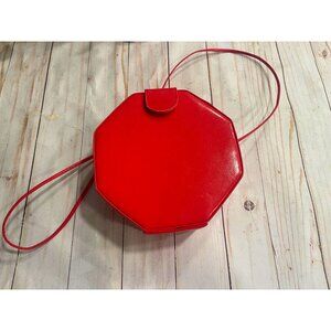 Gino Vintage Red Octagonal Leather Crossbody Bag USA